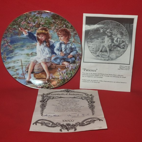 Reco Hearts and Flowers Patience  Sandra Kuck Decorative Plate 1991 - Picture 6 of 11